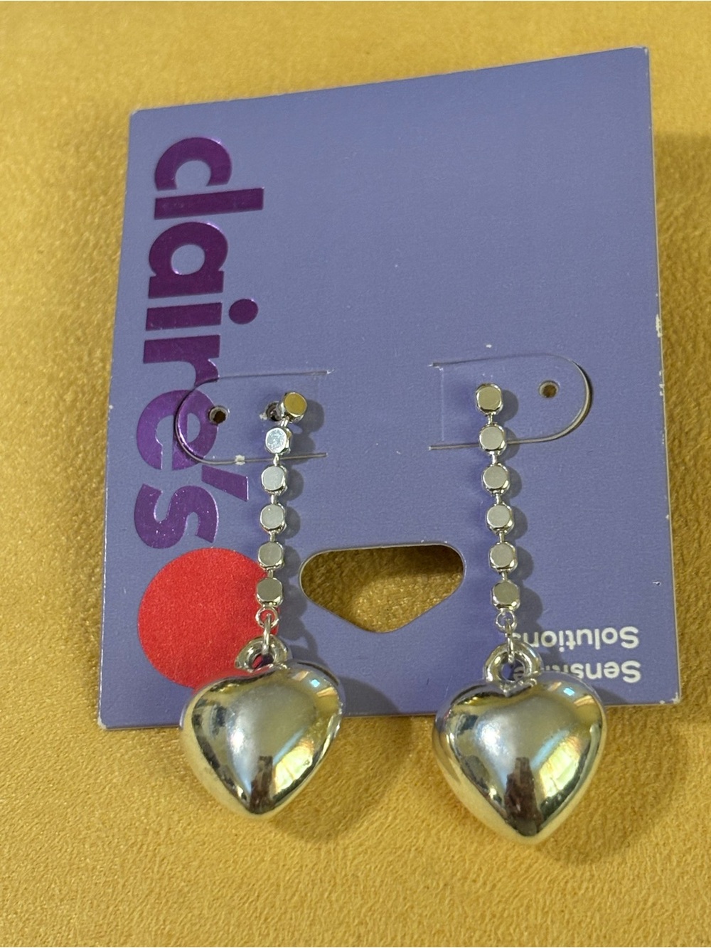 Claire's Silver Heart Drop Earrings